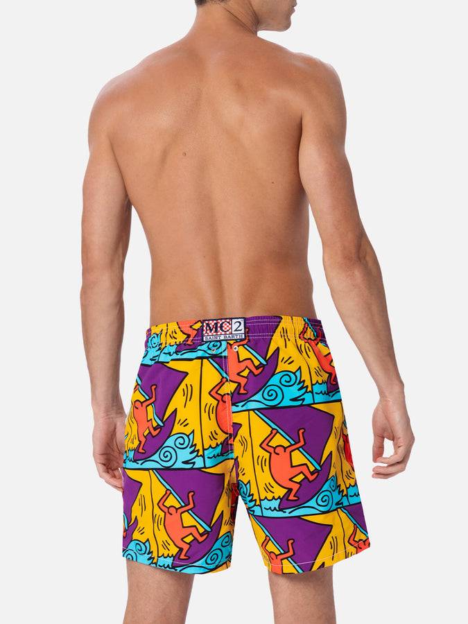 Mc2 Saint Barth Costume Da Bagno Uomo Gustavia Lunghezza Media Con Stampa Piazzata Disegno Keith Haring| KEITH HARING EDIZIONE SPECIALE