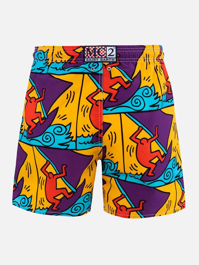 Mc2 Saint Barth Costume Da Bagno Uomo Gustavia Lunghezza Media Con Stampa Piazzata Disegno Keith Haring| KEITH HARING EDIZIONE SPECIALE