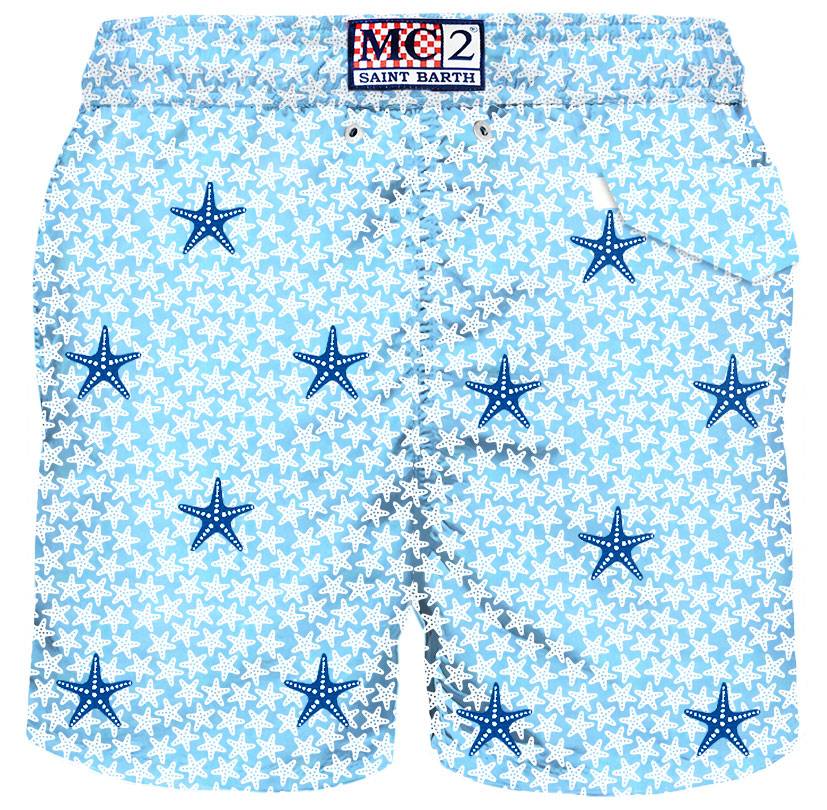 Mc2 Saint Barth Costume Da Bagno Uomo In Tessuto Leggero Con Ricamo Stelle