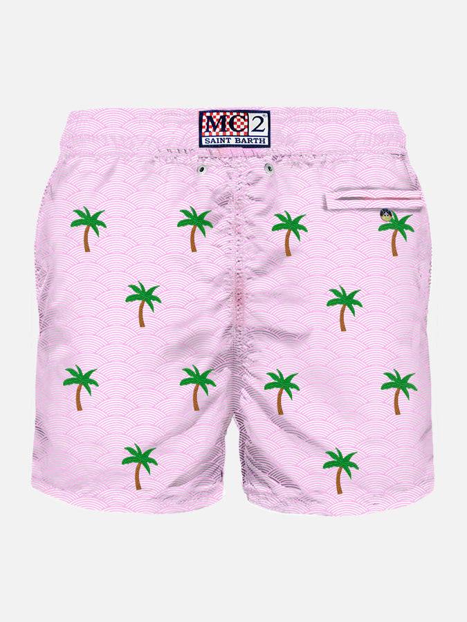 Mc2 Saint Barth Costume Da Bagno Uomo In Tessuto Leggero Con Ricamo Palme
