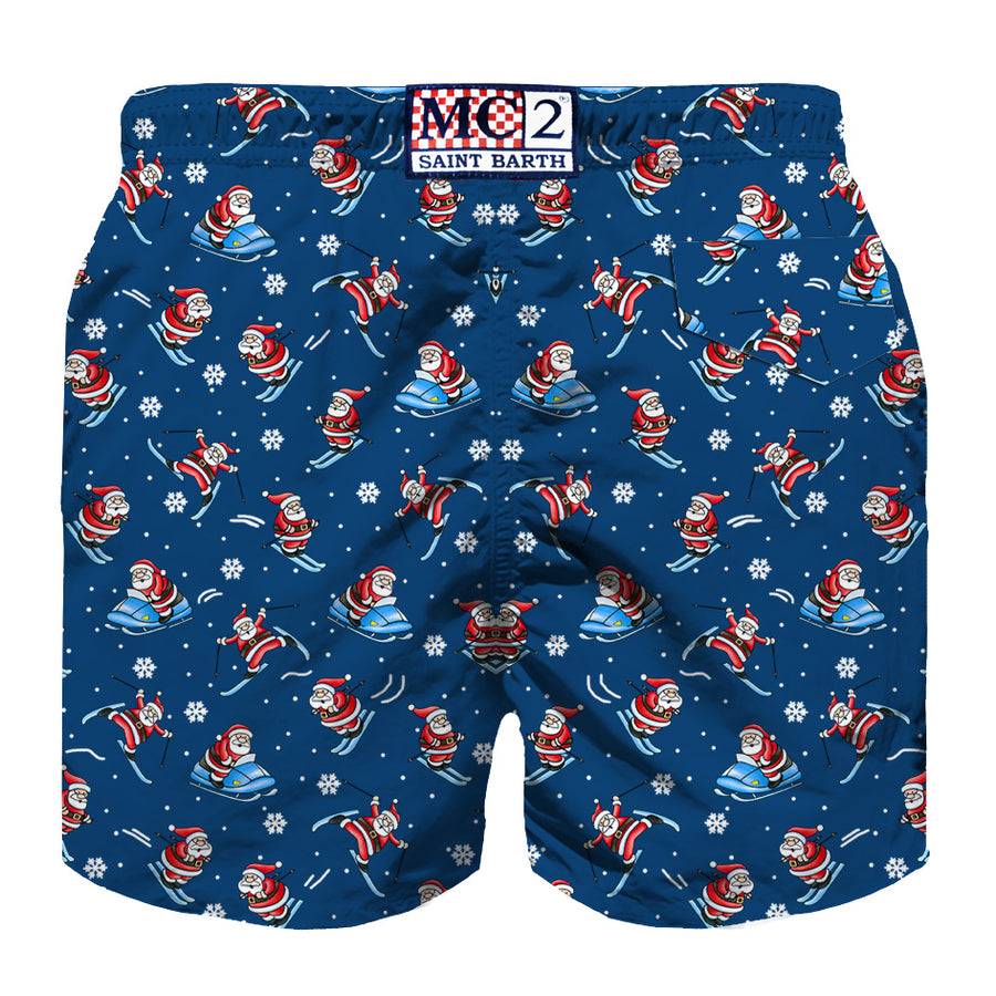 Mc2 Saint Barth Costume Da Bagno Uomo In Tessuto Leggero Con Stampa Happy Santa Claus