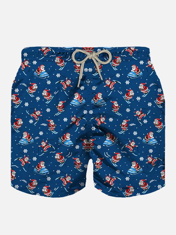 Mc2 Saint Barth Costume da bagno uomo in tessuto leggero con stampa Happy Santa Claus
