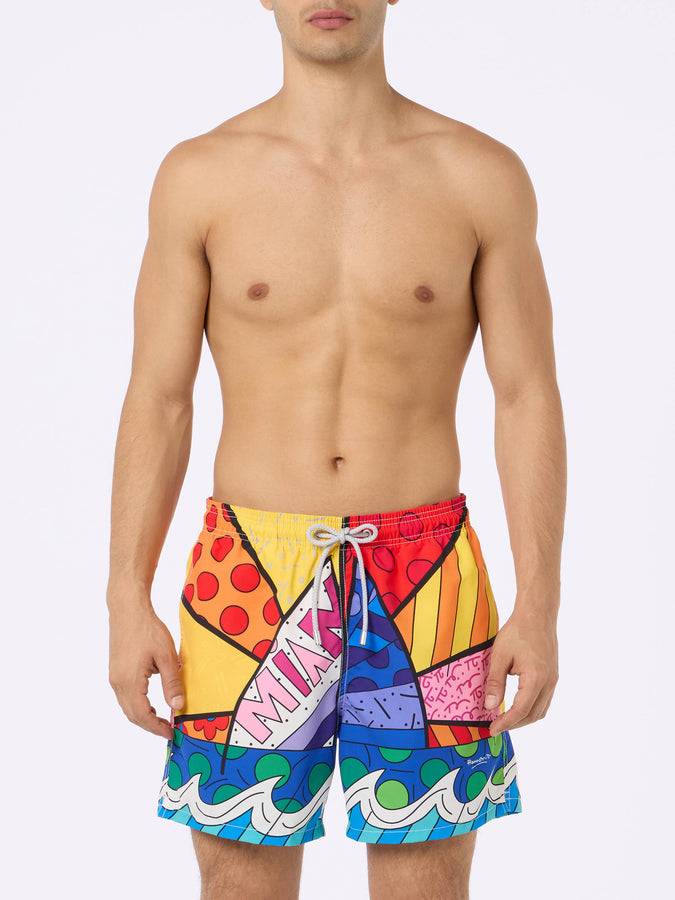 Mc2 Saint Barth Costume Da Bagno Uomo Lunghezza Media Gustavia Con Stampa Piazzata Disegno Britto| EDIZIONE SPECIALE BRITTO