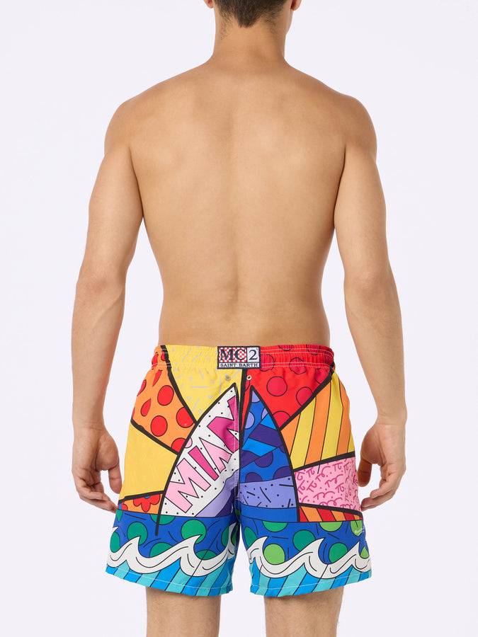 Mc2 Saint Barth Costume Da Bagno Uomo Lunghezza Media Gustavia Con Stampa Piazzata Disegno Britto| EDIZIONE SPECIALE BRITTO