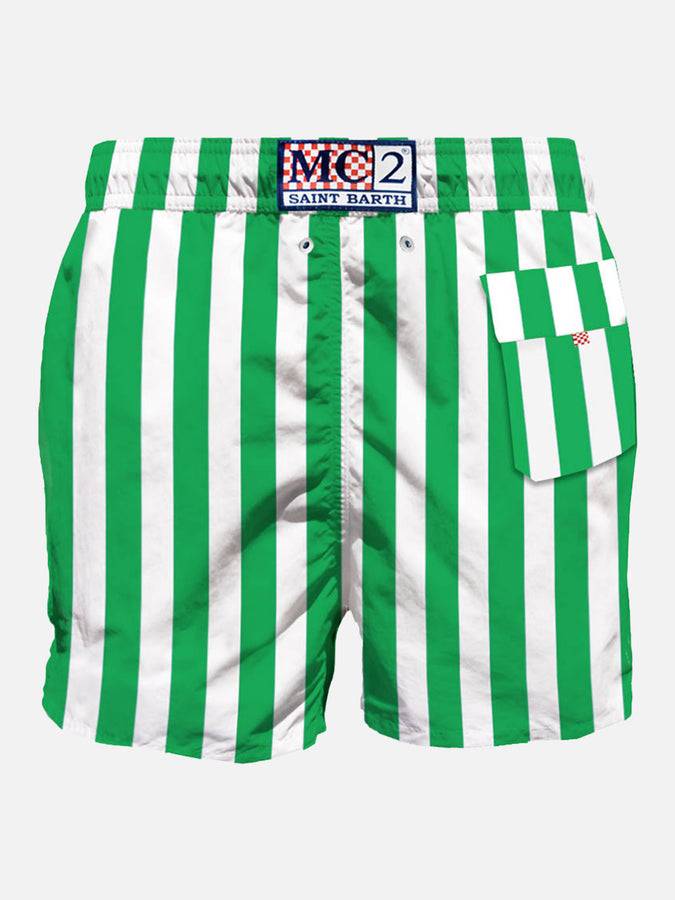 Mc2 Saint Barth Costume Da Bagno Verde Di Media Lunghezza Con Ricami