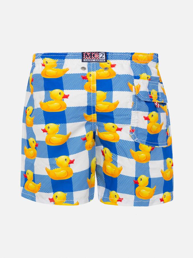 Mc2 Saint Barth Costume Da Bambino A Vichy Con Stampa Papere