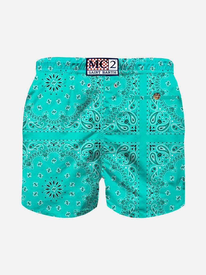 Mc2 Saint Barth Costume Da Bambino Con Stampa Bandana Verde Acqua