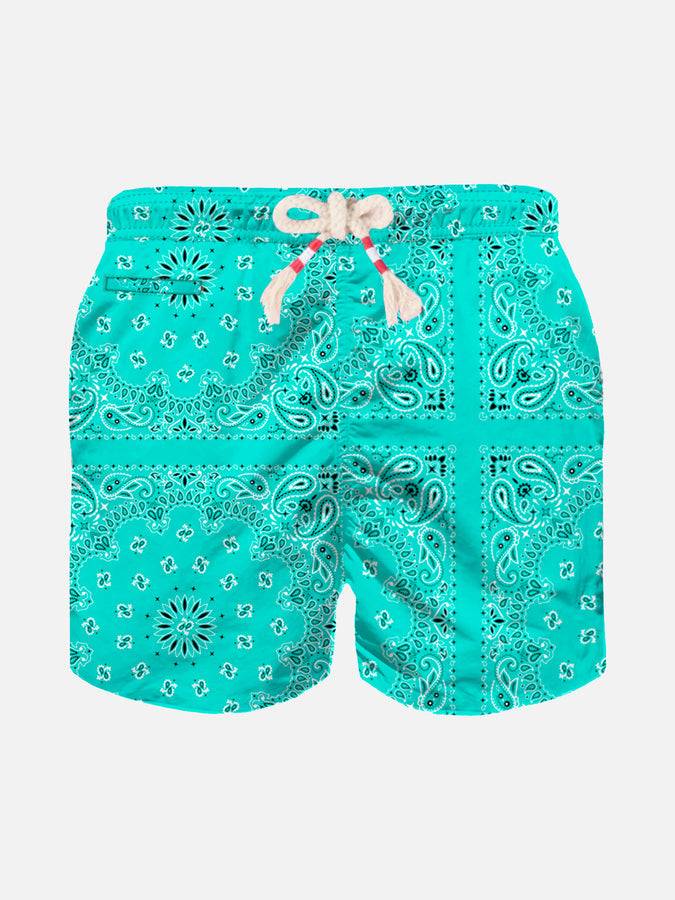Mc2 Saint Barth Costume da bambino con stampa bandana verde acqua