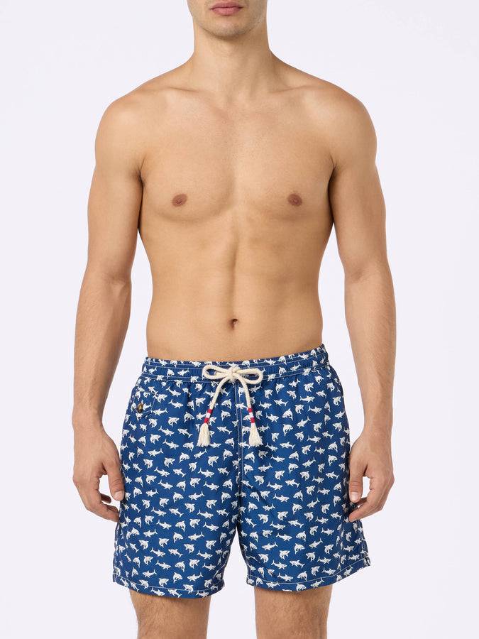 Mc2 Saint Barth Costume Da Uomo In Tessuto Leggero Lighting 70 Con Stampa Squali