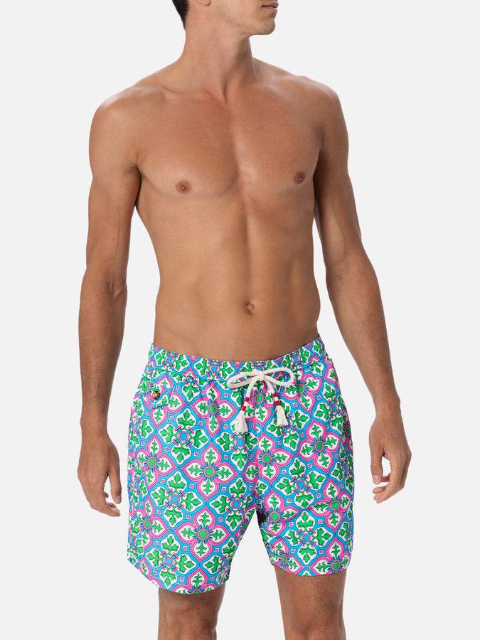 Mc2 Saint Barth Costume Da Uomo In Tessuto Leggero Lighting 70 Con Stampa Maioliche