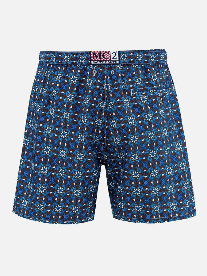 Mc2 Saint Barth Costume Da Uomo In Tessuto Leggero Lighting 70 Con Stampa Maioliche