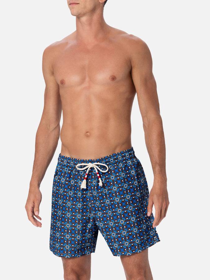 Mc2 Saint Barth Costume Da Uomo In Tessuto Leggero Lighting 70 Con Stampa Maioliche
