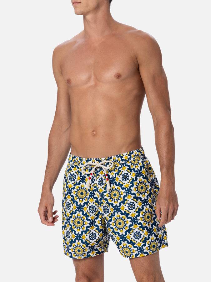 Mc2 Saint Barth Costume Da Uomo In Tessuto Leggero Lighting 70 Con Stampa Maioliche