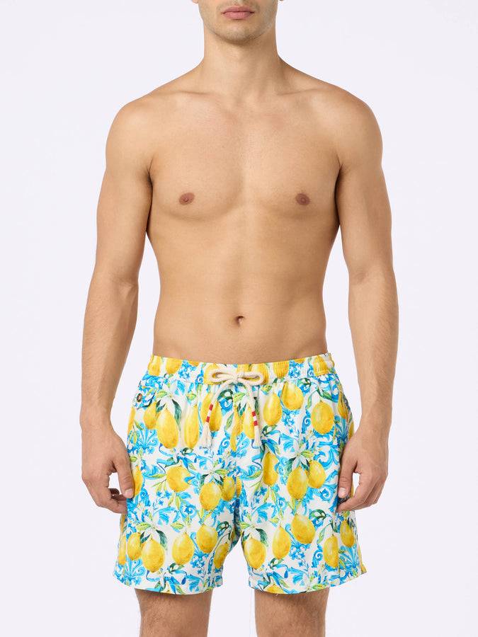 Mc2 Saint Barth Costume Da Uomo In Tessuto Leggero Lighting 70 Con Stampa Maioliche