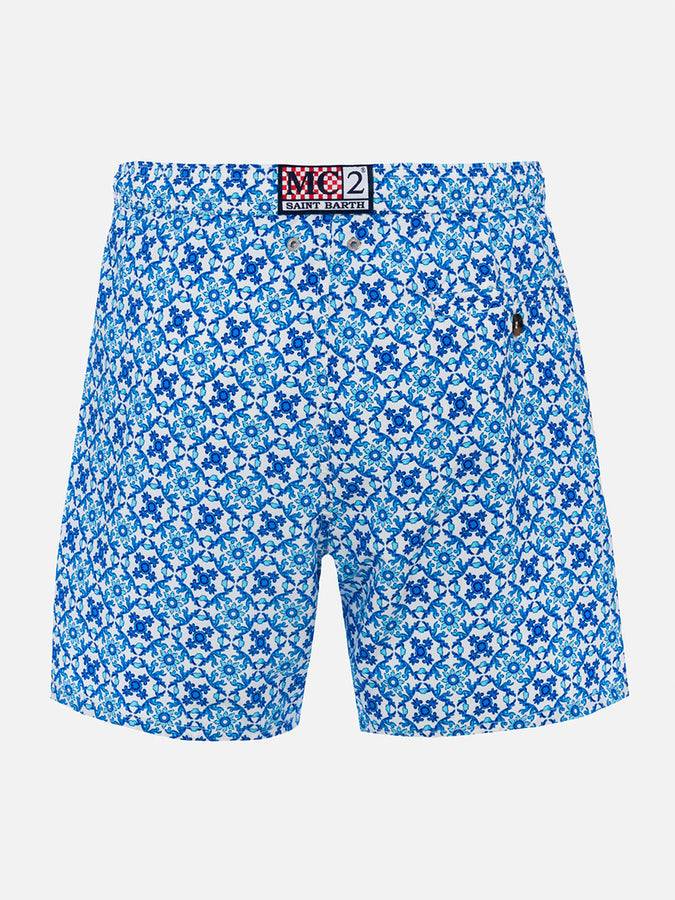 Mc2 Saint Barth Costume Da Uomo In Tessuto Leggero Lighting 70 Con Stampa Maioliche
