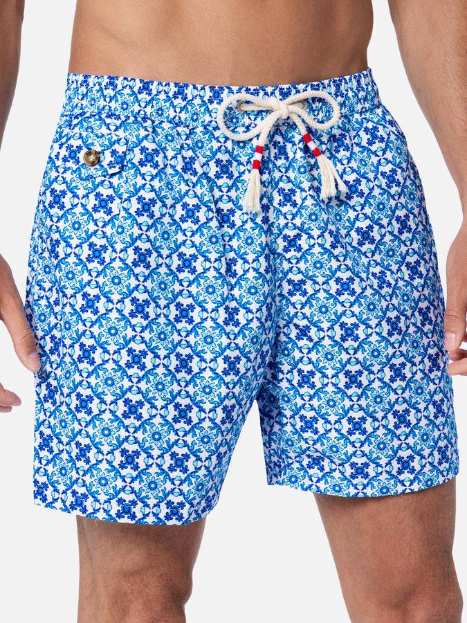 Mc2 Saint Barth Costume Da Uomo In Tessuto Leggero Lighting 70 Con Stampa Maioliche