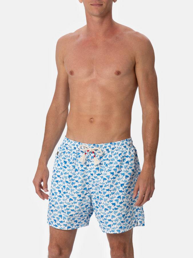 Mc2 Saint Barth Costume Da Uomo In Tessuto Leggero Lighting 70 Con Stampa Squali