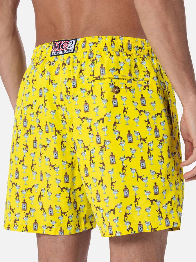 Mc2 Saint Barth Costume Da Uomo In Tessuto Leggero Lighting Micro Fantasy Con Stampa Gin E Scimmie