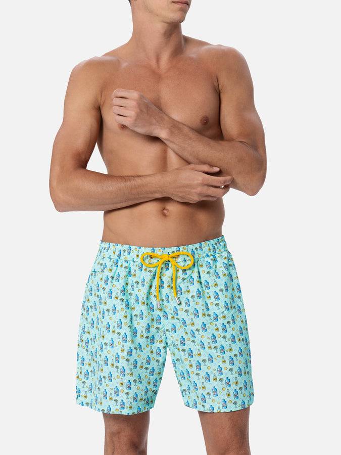 Mc2 Saint Barth Costume Da Uomo In Tessuto Leggero Lighting Micro Fantasy Con Stampa Gin Tonic