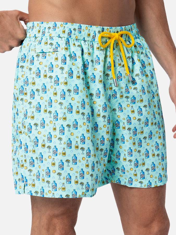 Mc2 Saint Barth Costume Da Uomo In Tessuto Leggero Lighting Micro Fantasy Con Stampa Gin Tonic