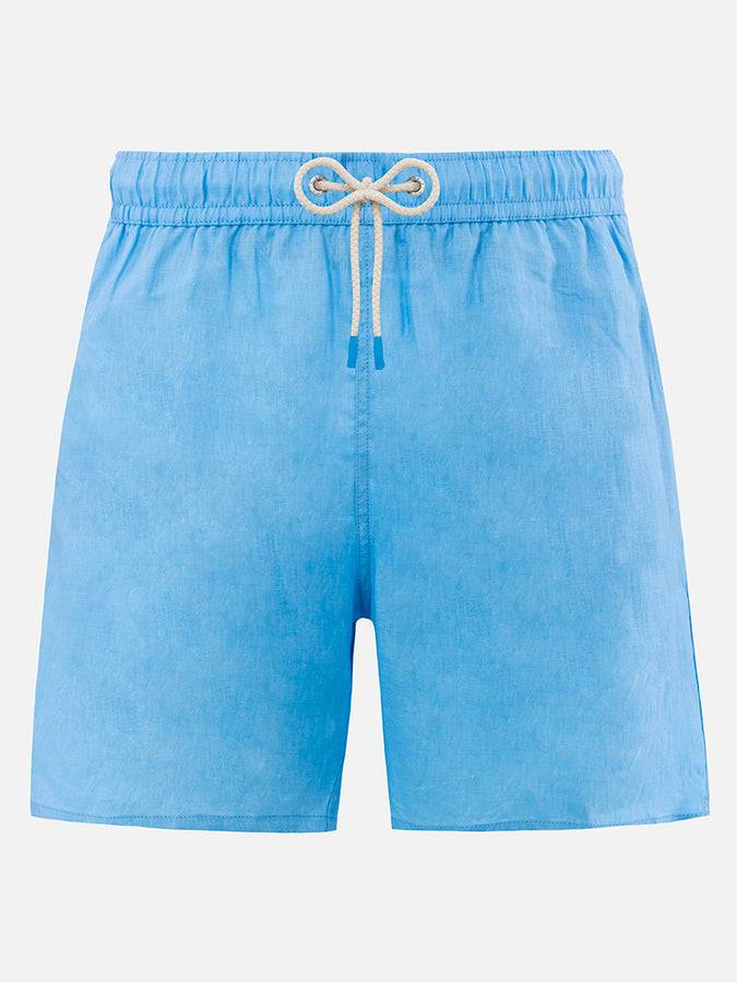 Mc2 Saint Barth Costume da uomo medio lungo in lino color celeste Gustavia