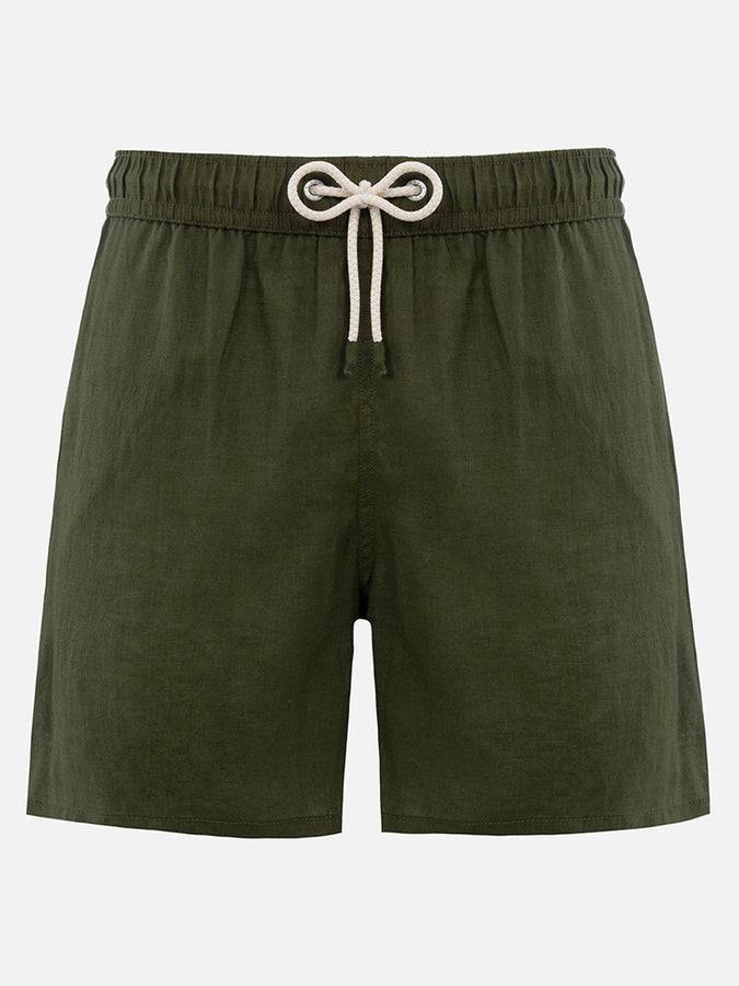 Mc2 Saint Barth Costume da uomo medio lungo in lino verde militare Gustavia