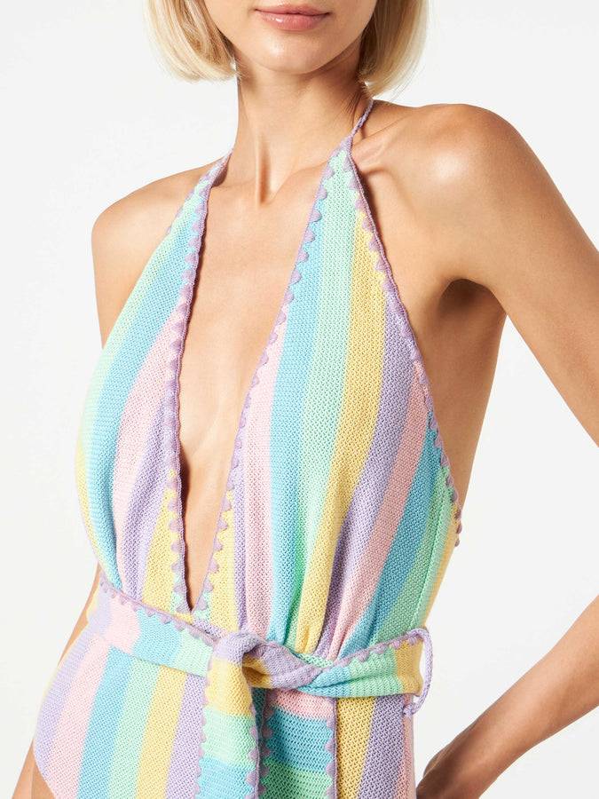 Mc2 Saint Barth Costume Intero All'uncinetto Color Pastello
