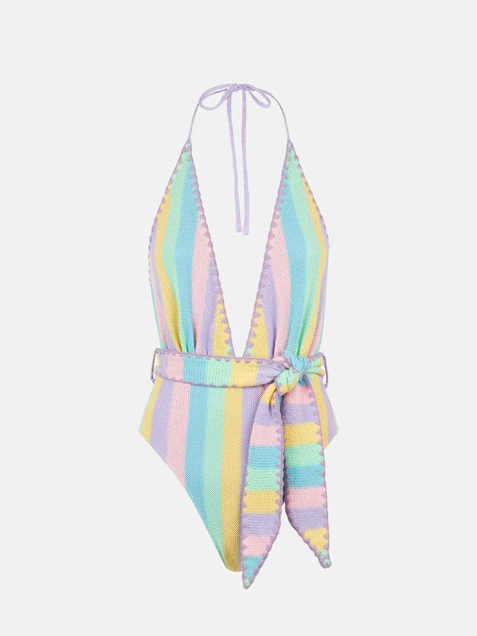 Mc2 Saint Barth Costume Intero All'uncinetto Color Pastello