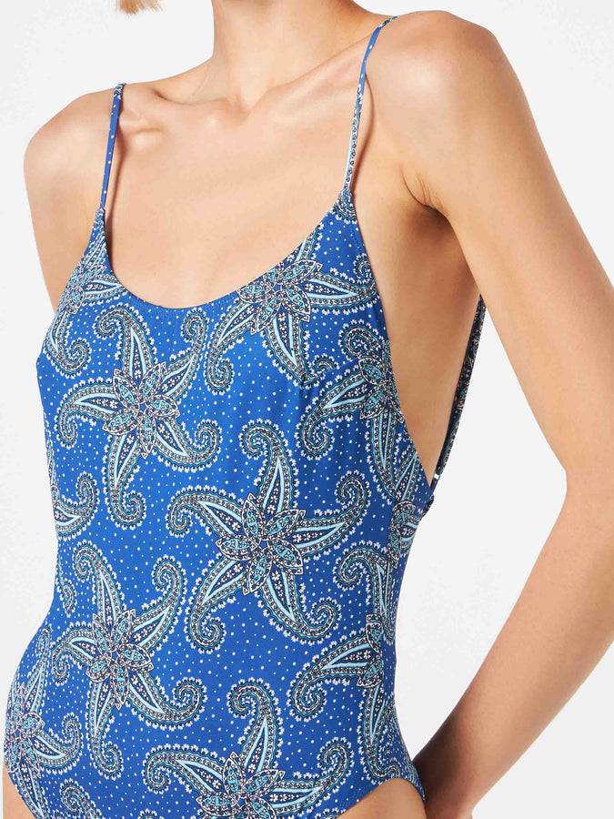 Mc2 Saint Barth Costume Intero Con Stampa Paisley Stelle