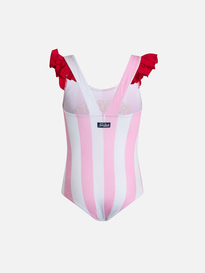 Mc2 Saint Barth Costume Intero Da Bambina Carol Con Spalline Arricciate