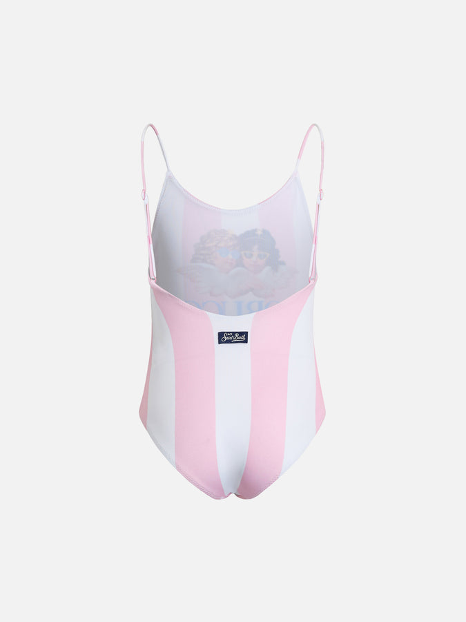 Mc2 Saint Barth Costume Intero Da Bambina Cecille Jr Con Stampa Piazzata Angeli Fiorucci | EDIZIONE SPECIALE FIORUCCI