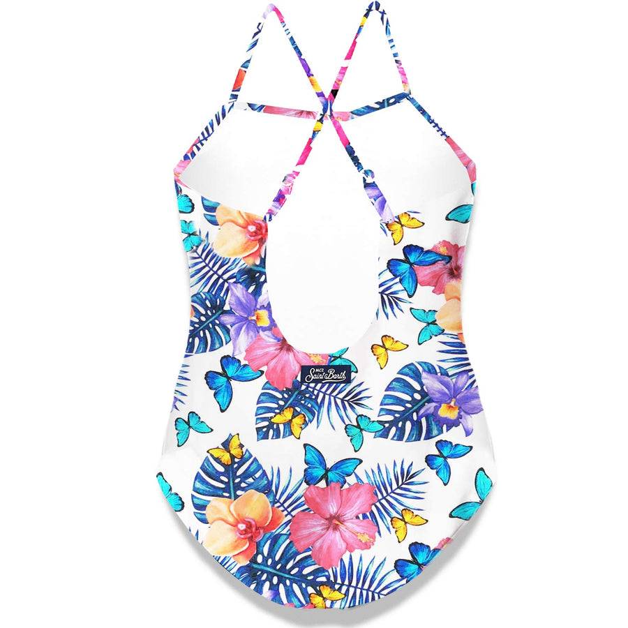 Mc2 Saint Barth Costume Intero Da Bambina Con Stampa Farfalle