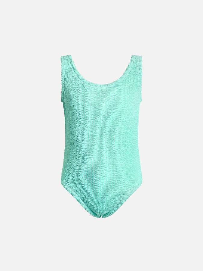 Mc2 Saint Barth Costume intero da bambina verde salvia crinkle Cara