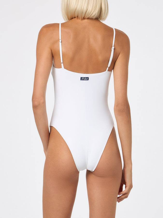 Mc2 Saint Barth Costume Intero Da Donna A Costine Bianco