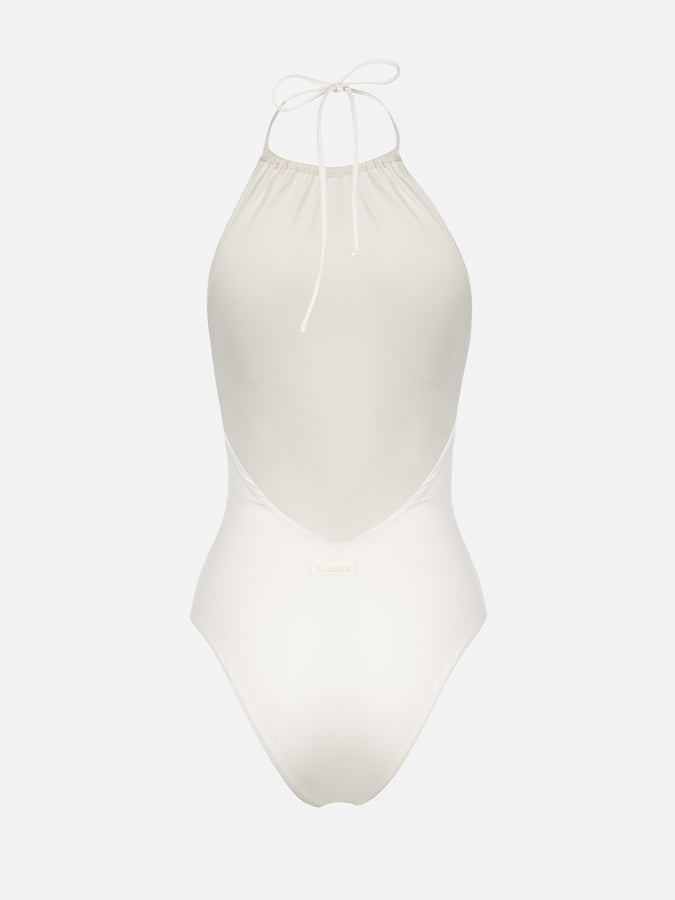 Mc2 Saint Barth Costume Intero Da Donna Color Crema, Con Scollo All'americana