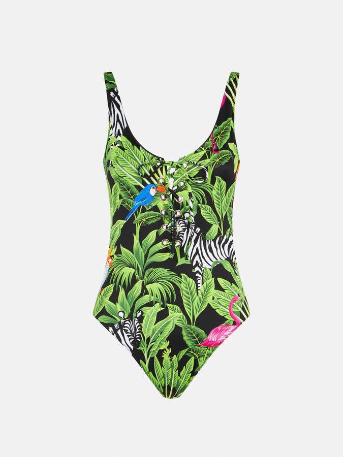 Mc2 Saint Barth Costume Intero Da Donna Con Stampa Tropicale