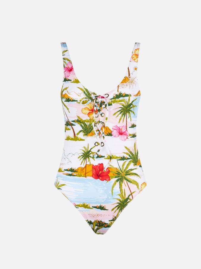 Mc2 Saint Barth Costume Intero Da Donna Con Stampa Tropicale