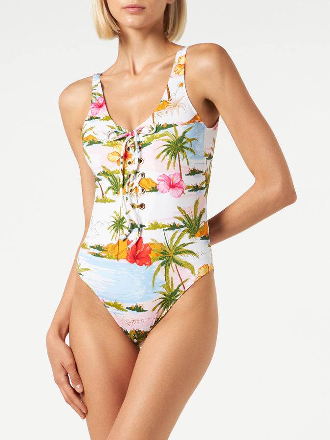 Mc2 Saint Barth Costume intero da donna con stampa tropicale