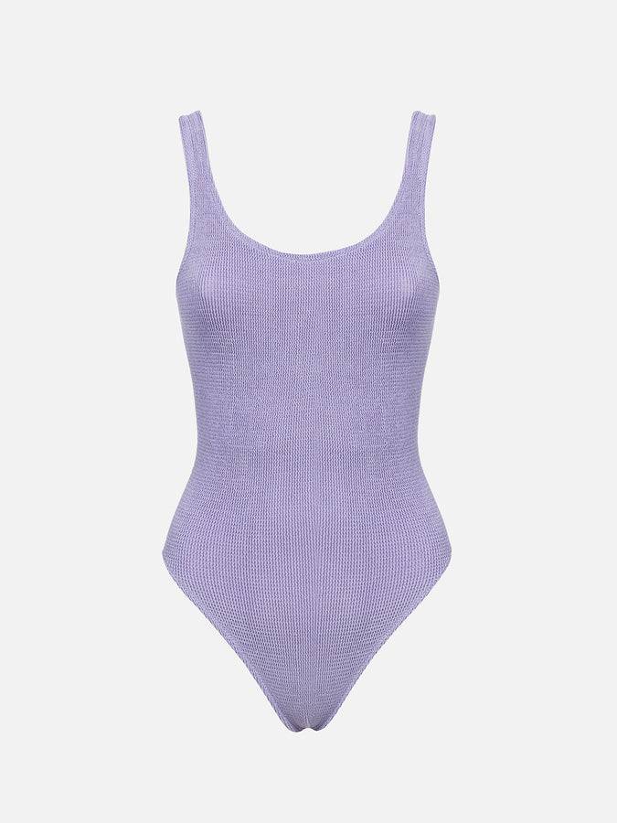 Mc2 Saint Barth Costume Intero Da Donna Lilla Lurex Crinkle Lora