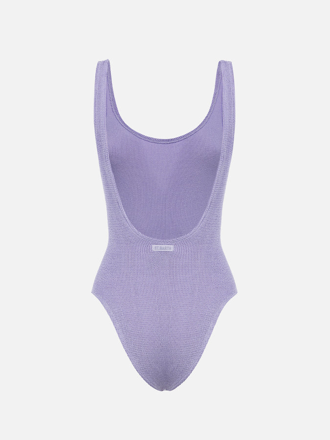 Mc2 Saint Barth Costume Intero Da Donna Lilla Lurex Crinkle Lora
