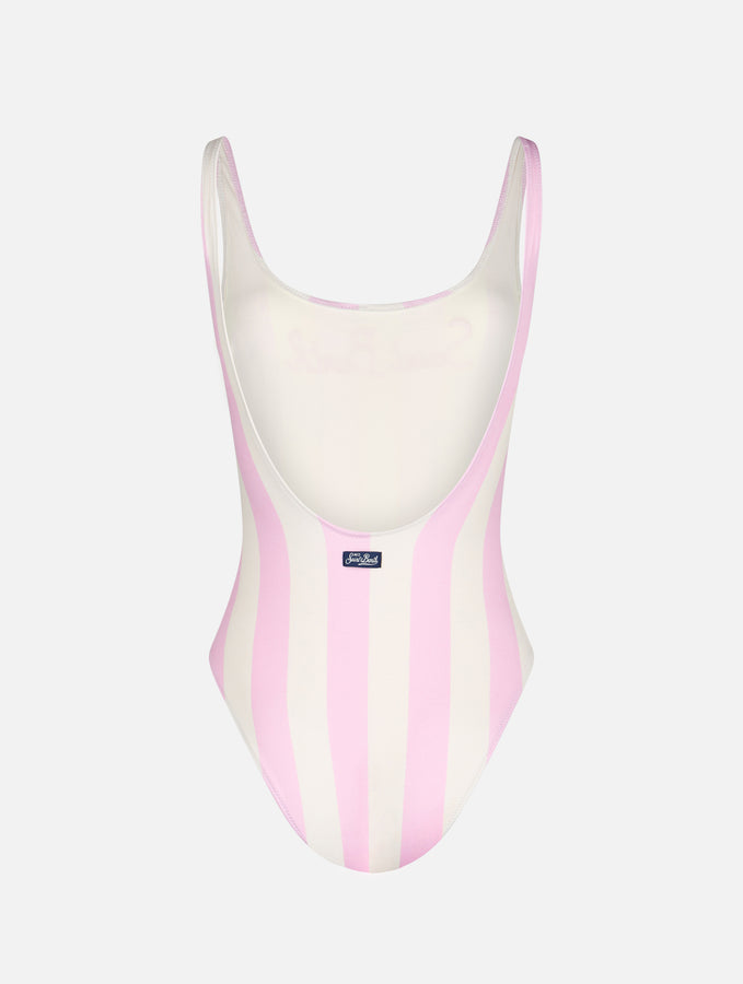Mc2 Saint Barth Costume Intero Da Donna Lora A Righe Con Schienale Scollato
