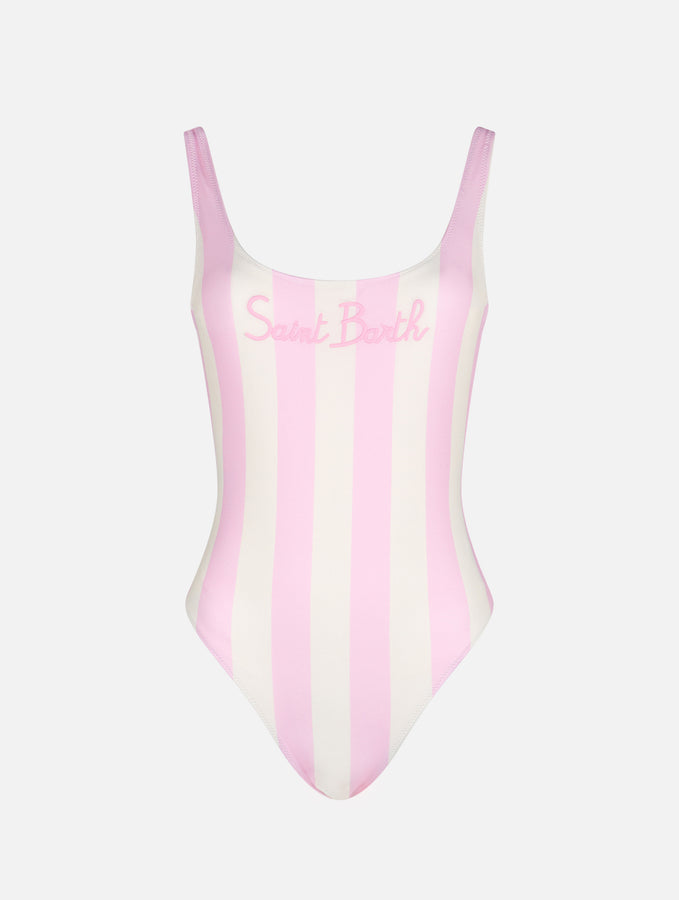 Mc2 Saint Barth Costume Intero Da Donna Lora A Righe Con Schienale Scollato