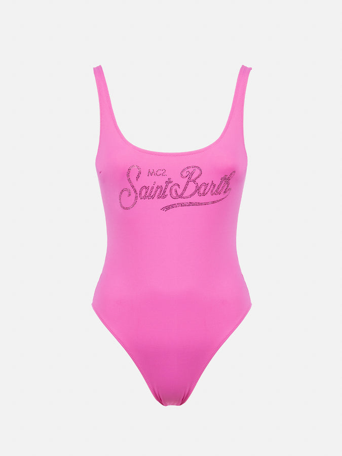 Mc2 Saint Barth Costume Intero Da Donna Lora Con Schiena Scoperta E Strass