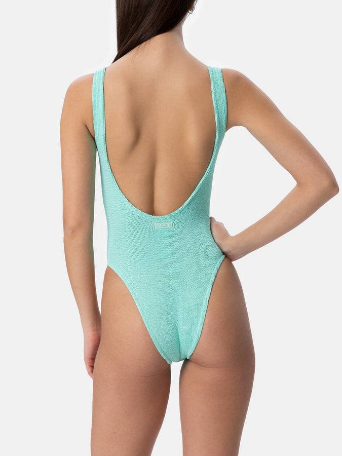 Mc2 Saint Barth Costume Intero Da Donna Lora Crinkle Verde Salvia