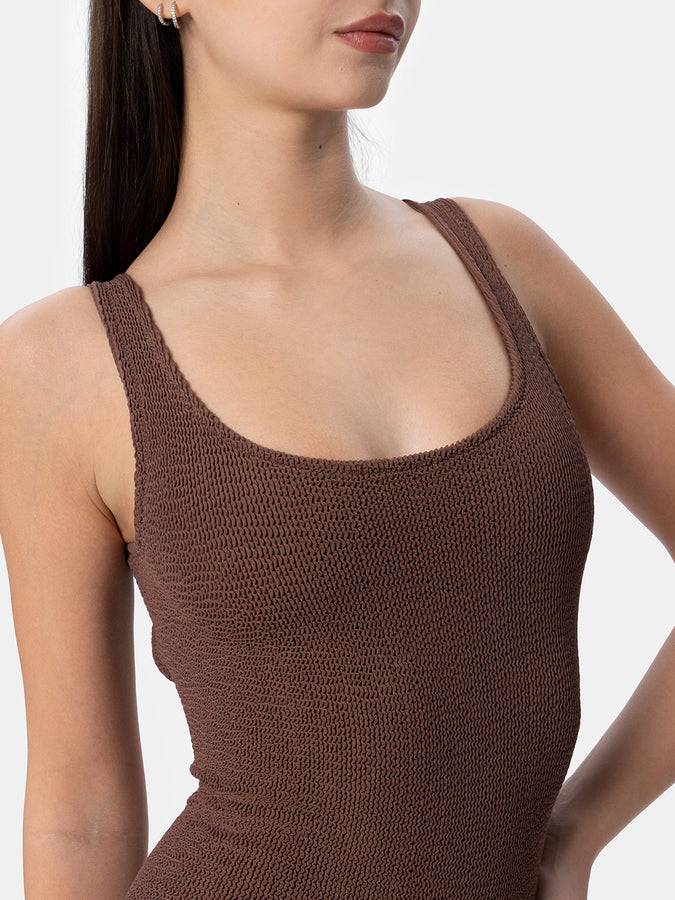 Mc2 Saint Barth Costume Intero Da Donna Marrone Crinkle Lora