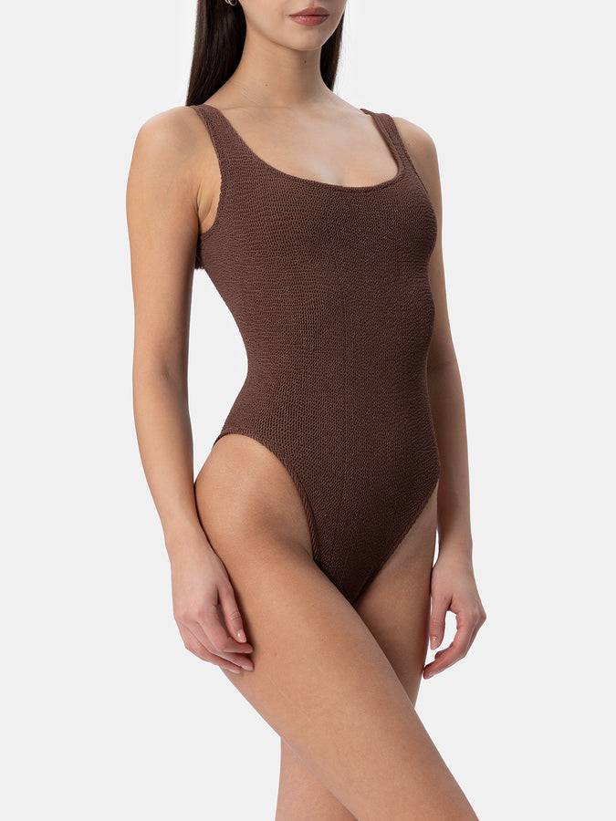 Mc2 Saint Barth Costume intero da donna marrone crinkle Lora