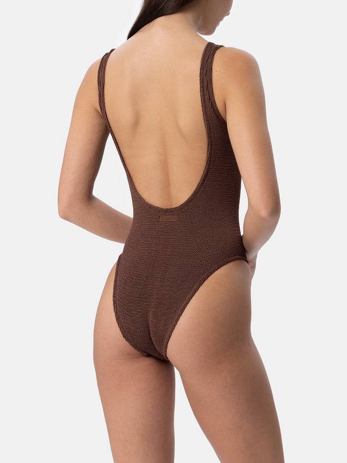 Mc2 Saint Barth Costume Intero Da Donna Marrone Crinkle Lora