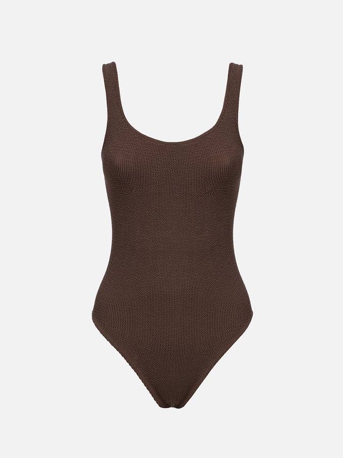 Mc2 Saint Barth Costume Intero Da Donna Marrone Crinkle Lora