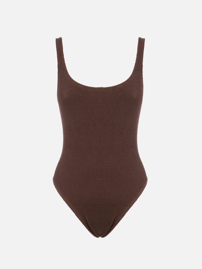 Mc2 Saint Barth Costume Intero Da Donna Marrone Crinkle Lora