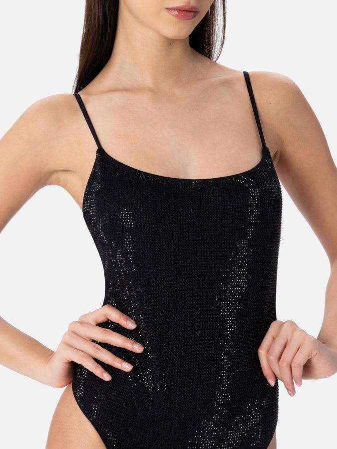 Mc2 Saint Barth Costume Intero Da Donna Nero Cecille Con Strass